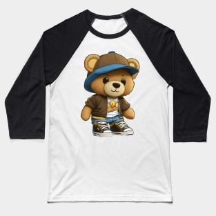 Brown Hip Hop Teddy Bear Baseball T-Shirt